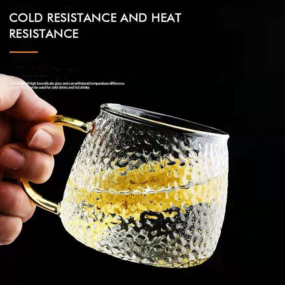 Cốc uống trà/ cà phê bằng thủy tinh trong suốt có tay cầm phong cách cổ điển độc đáo