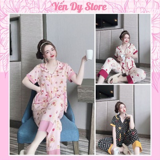 Pijama mặc nhà -bộ lụa mango túi phối viền bèo siêu đẹp freesize dưới 60kg.
