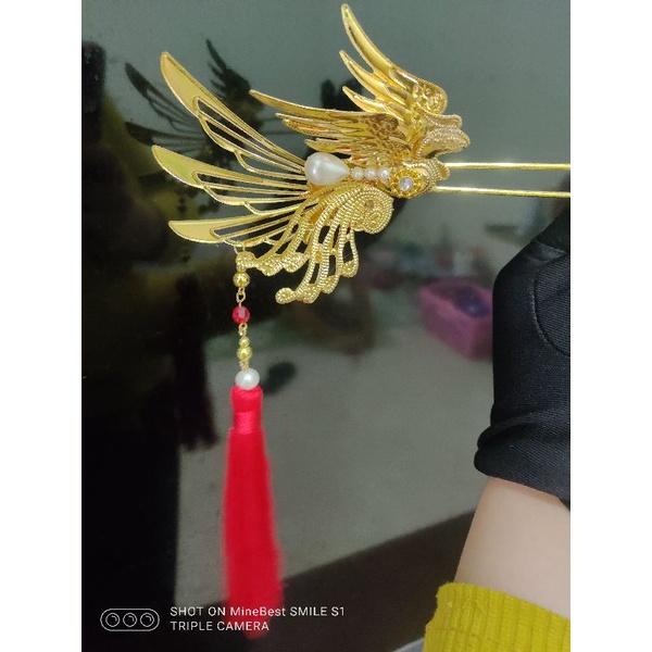 Trâm cài tóc cổ trang cô dâu phượng hoàng bay