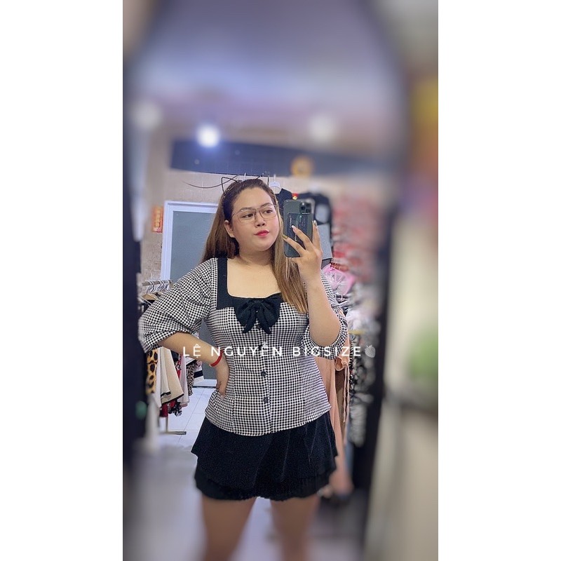 áo tay phồng cổ vuông ca rô bigsize | BigBuy360 - bigbuy360.vn