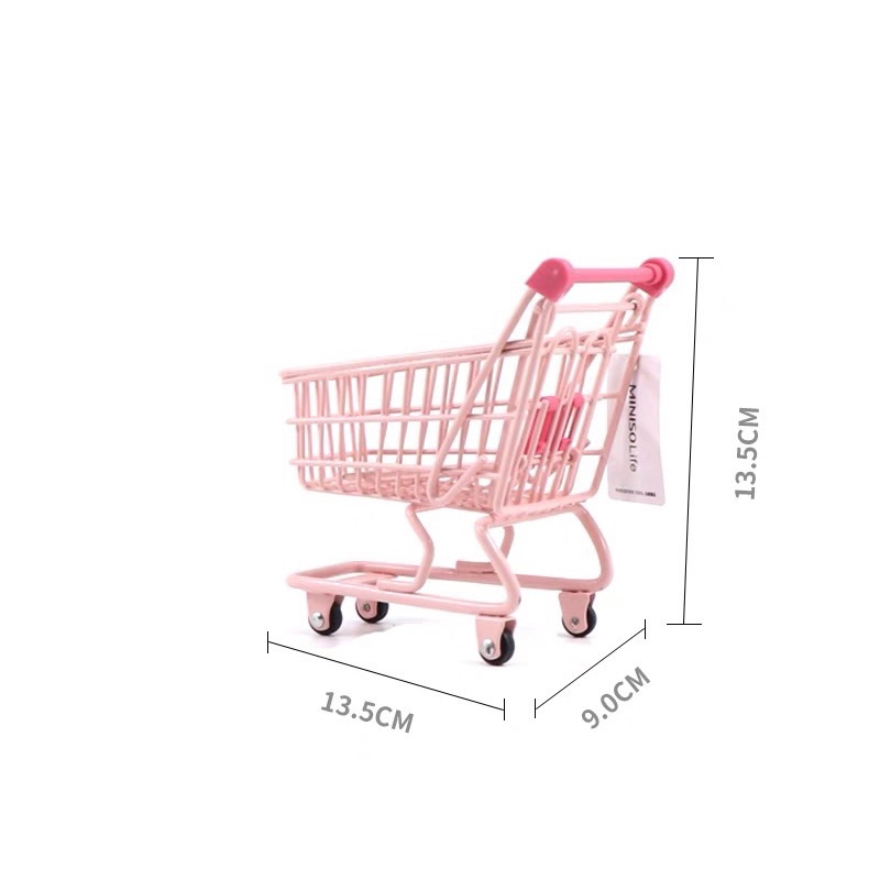 Mô hình xe đẩy mini trang trí bàn học dễ thương