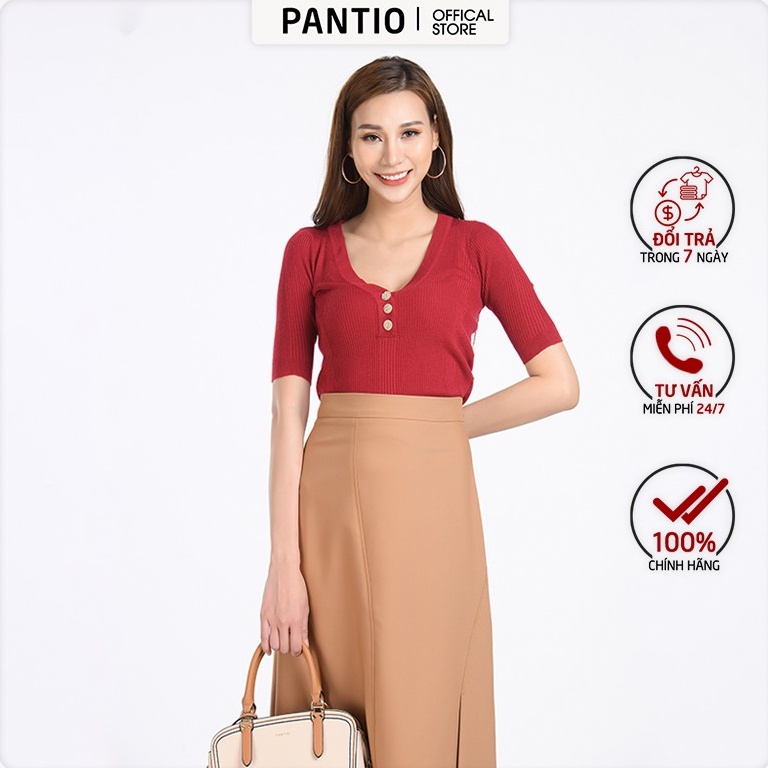 Áo Len cổ chữ V ngắn tay FOL029 - PANTIO