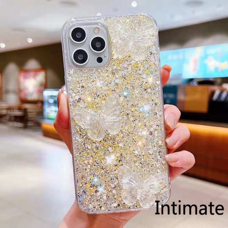 Ốp Điện Thoại Họa Tiết Bươm Bướm Đính Đá Lấp Lánh Dành Cho OPPO Reno 7Z 6 6Z 5 4 4F 3 2 2Z A93 F17 Pro