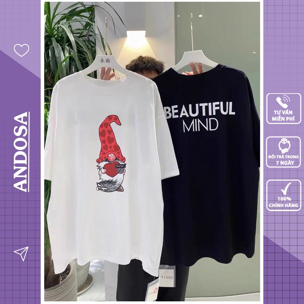 Áo thun nữ in hình cute cổ tròn tay ngắn form rộng unisex freesize hàng Quảng Châu ANDOSA AT04