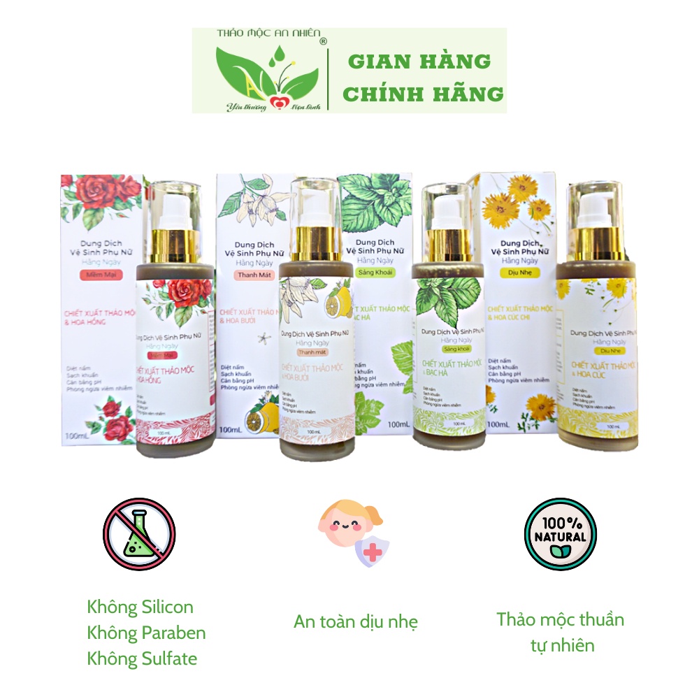 Dung dịch vệ sinh phụ nữ trầu không Thảo Mộc An Nhiên se khít vùng kín,giảm ngứa dung tích 100ml