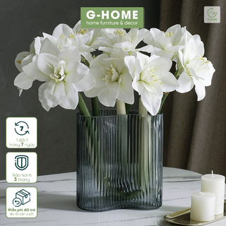 Hoa lụa Huệ Tây cánh kép cao cấp Ghome cành hoa lụa trang trí không gian nhà cửa H22 HUETAY
