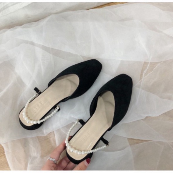 Sandal búp bê da lộn quai ngọc nữ tính G038