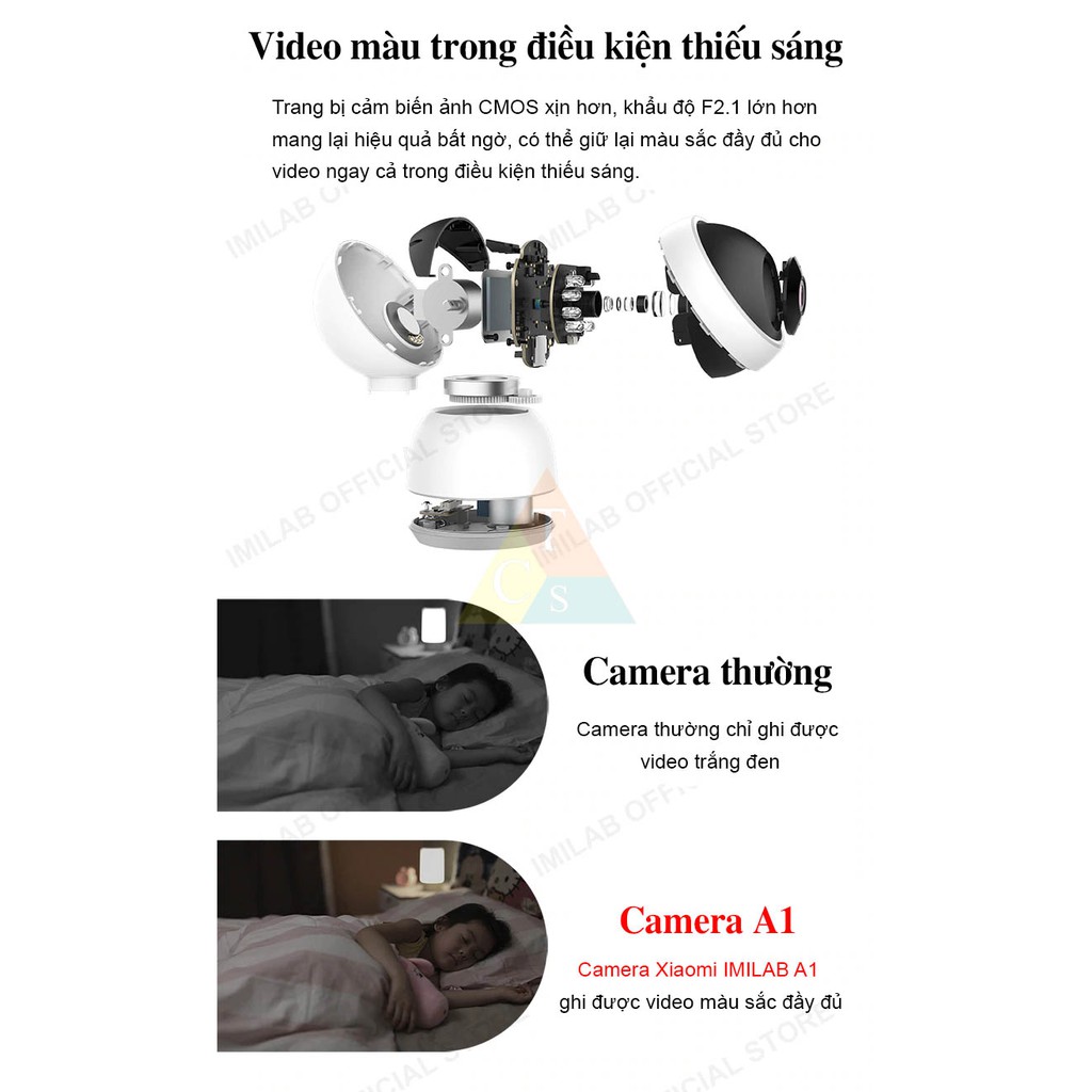 Bản quốc tế Camera giám sát ip Imilab 2k 1296p Xiaomi A1 xoay 360 độ