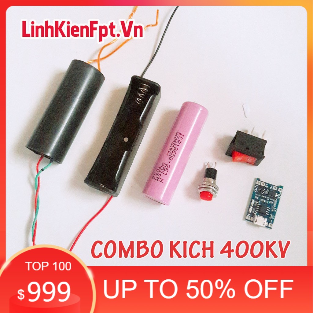 Tăng Áp 400KV Module Cao Áp COMBO Pin Tốt 2600mAh