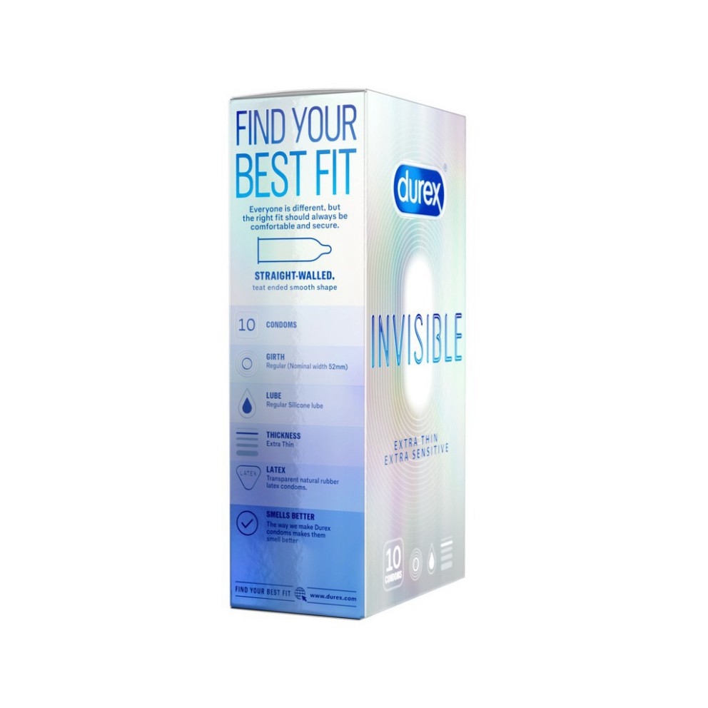 Bao cao su siêu mỏng 10 chiếc Durex Invisible Extra Thin BCS LỬA YÊU