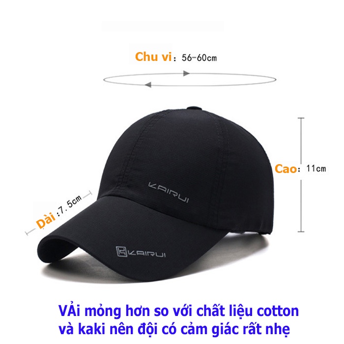 Nón kết nam nữ-Mũ lưỡi trai thể thao KAIRUI vải Polyester dùng cho bốn mùa
