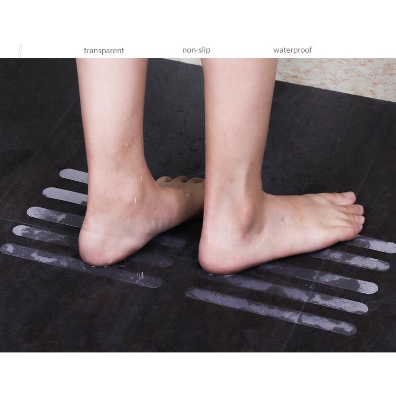 Set 6 Dải Dán Sàn Nhà Tắm / Cầu Thang Bằng PEVA Trong Suốt Chống Trượt An Toàn