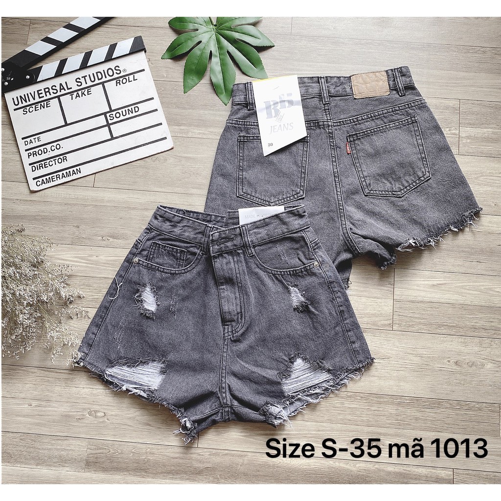 Quần short jean nữ rách màu xám từ size 40kg size đại 75kg hàng VNXK MS1013 thời trang 2KJean