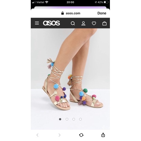 Sandal dây pompom nhiều màu ASOS