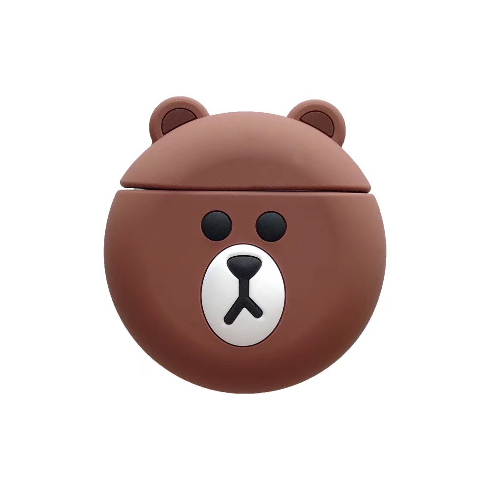 Stocks❤Dino Brown Bear 3D Apple Airpods 1/2Genereation Earphone Charger protector silicone case Hostel