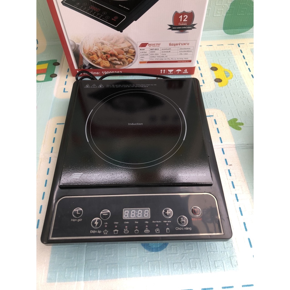 Bếp Từ đơn Besuto 2812 Xuất xứ Thái Lan, Tặng kèm nồi lẩu Siêu cao cấp D26 cm, Mặt kính cường lực siêu bền, điện áp 2000