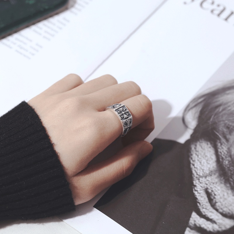 Nhẫn Nam TITAN Lớn Rộng Quảng trường Làm như cũ Cổ điển Thánh giá  Làm bằng tay Thiết kế ban đầu NH-231