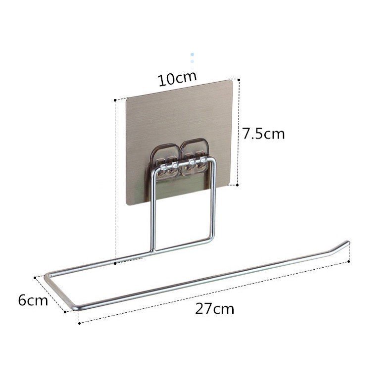 Móc Inox dán tường treo cuộn giấy vệ sinh, khăn lau bếp, khăn tắm/ giá đỡ treo đồ dán tường- Phukientuiloc