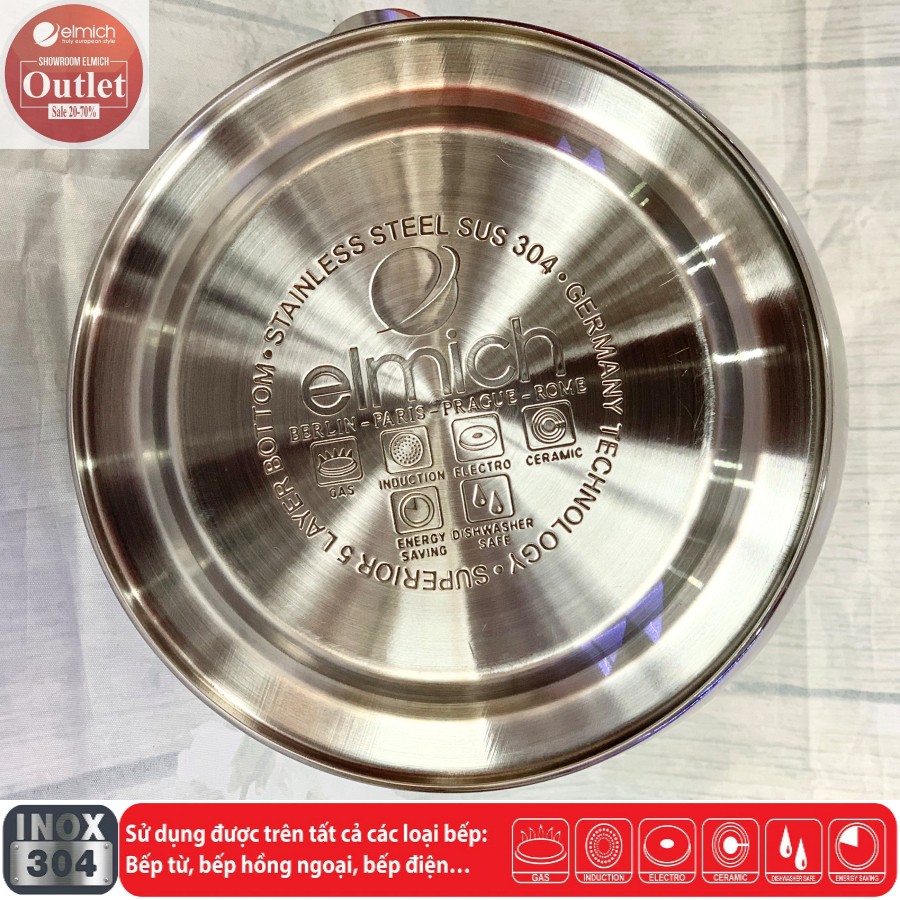 Ấm Siêu Tốc INOX 304 3 Lớp Đáy Từ Elmich EL-3373  - Hàng Chính Hãng