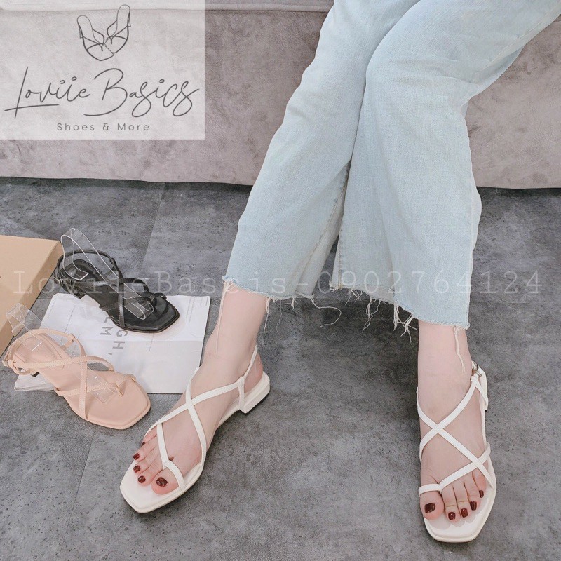 LOVIIEBASICS - SANDAL QUAI MẢNH XỎ NGÓN - SANDAL XỎ NGÓN NỮ ĐẾ BỆT - SANDAL NỮ DÂY MẢNH - SANDAL ĐẾ VUÔNG 3 PHÂN S200612