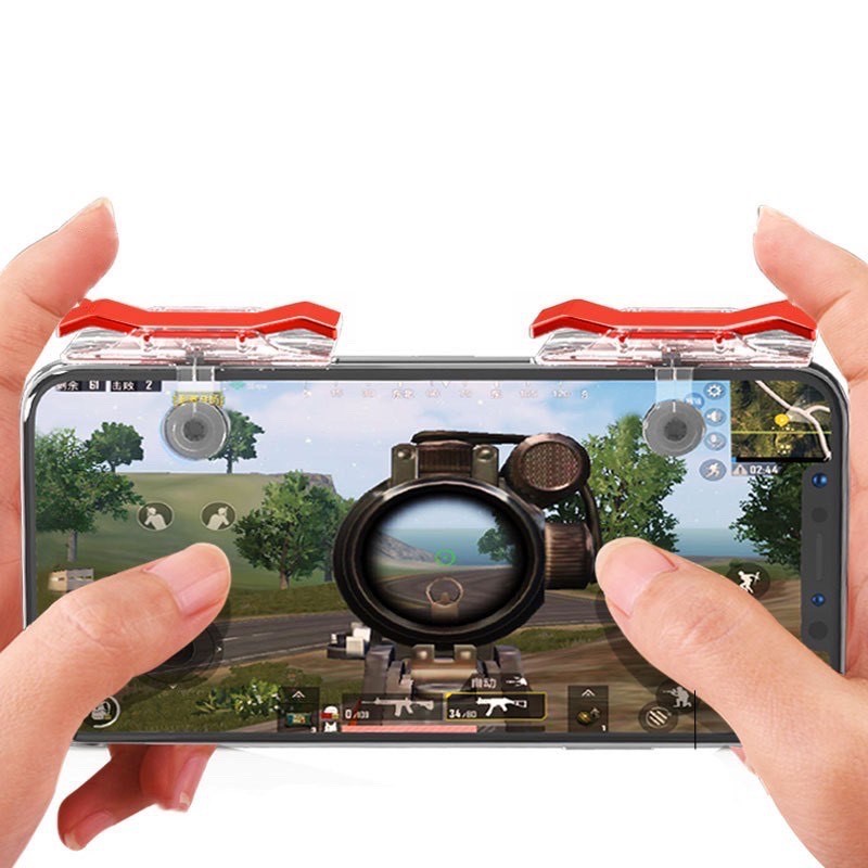 Bộ 2 nút bấm chơi game bắn súng PUBG ROS dòng E9 cảm ứng đỏ trên điện thoại Chammart