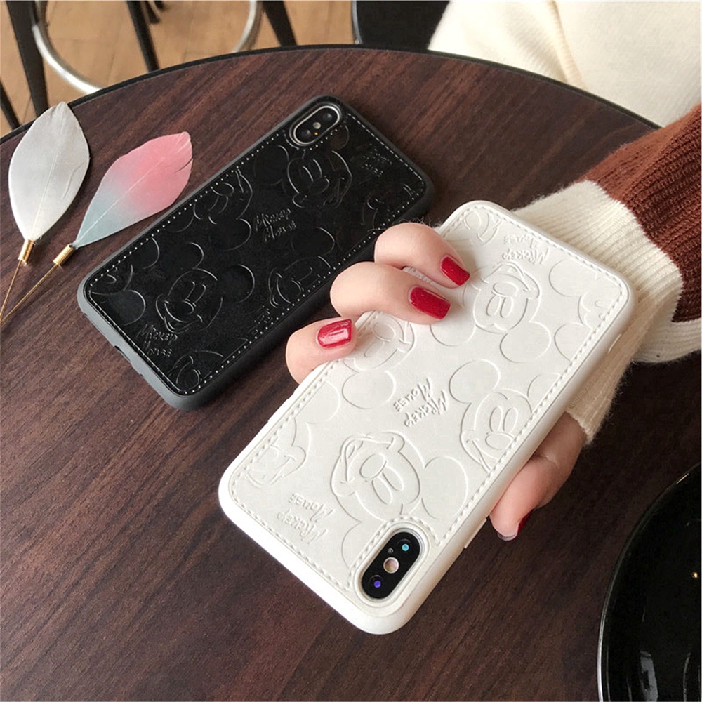 Vỏ PU bằng da mềm Cartoon Brand Disney Mickey Minnie  3D PU Leather +TPU Shockproof phone case iPhone 11 Pro Max 7 8 6 6S Plus XS Max X XR Cover Casing