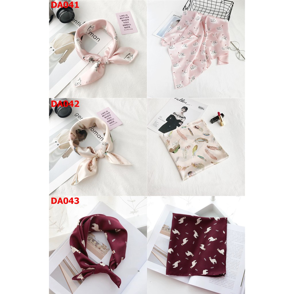 Khăn Turban Bandana Vuông Satin Size 50x50cm Hình Thú Nhiều Mẫu