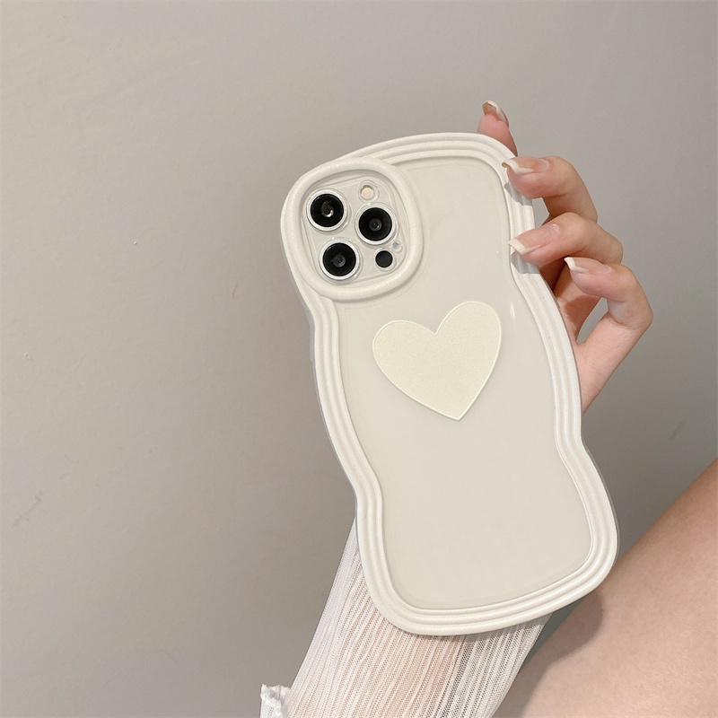 Ốp Điện Thoại Silicon Mềm Họa Tiết Gợn Sóng Và Trái Tim Ba Màu Chống Thấm Nước Cho iPhone 13 13 Pro Max 12 12Pro 12ProMax 1111ProMax X