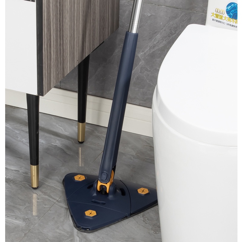 Chổi lau nhà đa năng hình tam giác, chổi lau kính xoay 360 độ với cán chổi bằng Inox không gỉ, giẻ lau thay thế dễ dàng