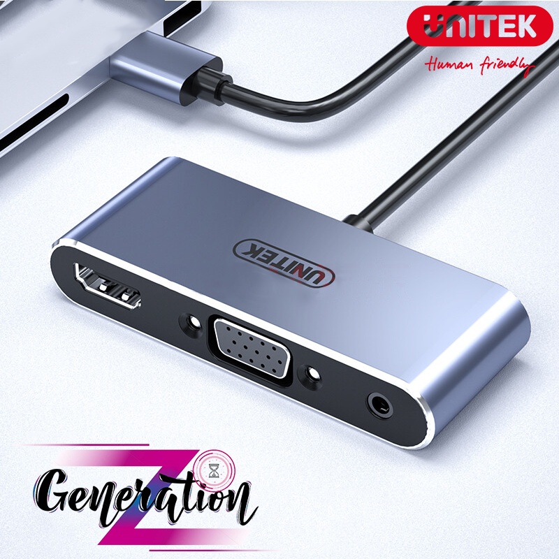 CÁP CHUYỂN USB RA HDMI + VGA + DC 3.5 AUDIO UNITEK V305A