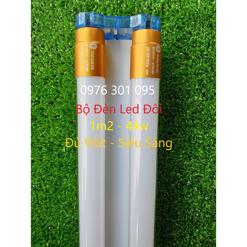 Bộ Bóng Led Đôi 1m2 22w cao cấp siêu sáng (đầu nhôm tản nhiệt tốt), 1 máng đôi, 2 bóng tuýp