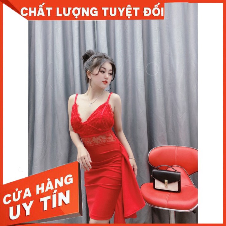 🎁 FREE SHIP 🎁 Đầm body 2 dây bèo phối ren cực xinh - DN7229 ✔️hienphamstore✔️