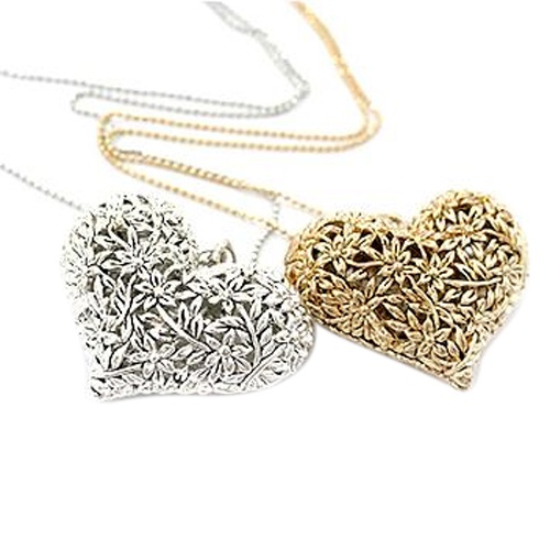 Dây chuyền hợp kim thiết kế hình trái tim chạm khắc tinh tế sang trọng dành cho nữ