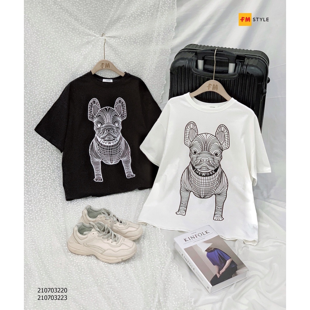 Áo thun tay lỡ FM Style phông Unisex nam nữ Cotton cao cấp form rộng oversize in hình Life work 210703223