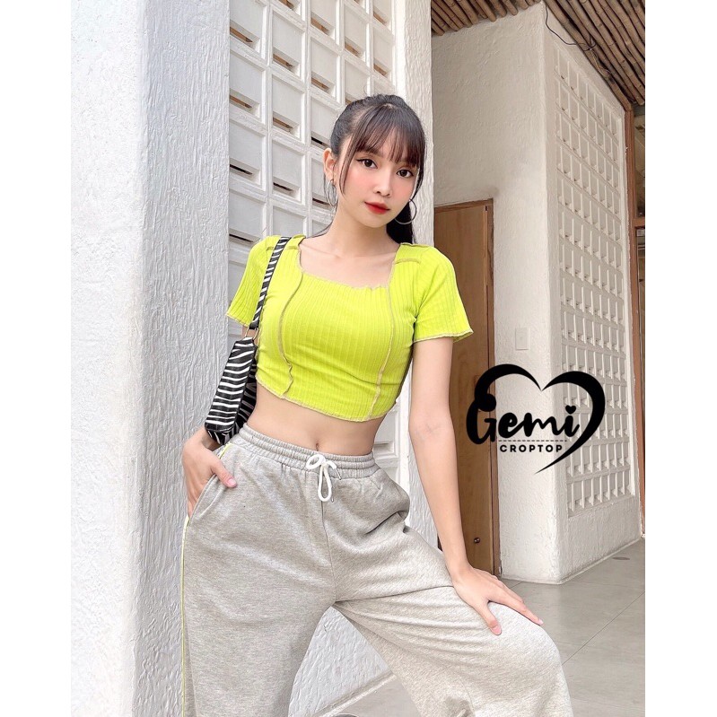 ÁO CROPTOP VẮT SỔ TAY NGẮN [GEMI SHOP]