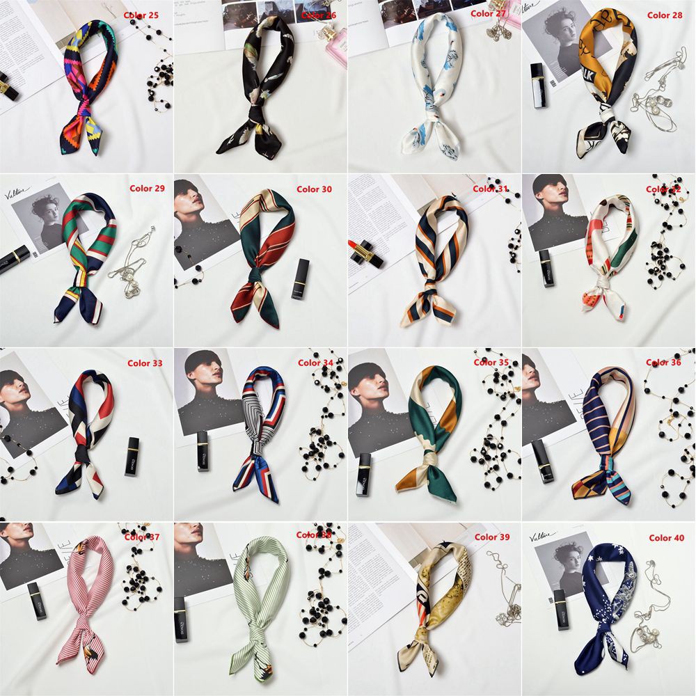 Khăn choàng cổ hình vuông cỡ nhỏ bằng lụa satin phong cách cổ điển thời trang tinh tế cho nữ