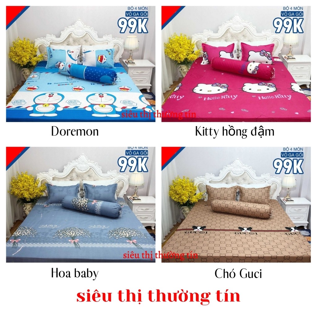 Ga Kèm Vỏ Gối Cotton Poly Trải Giường, Nệm Kiểu Hàn Quốc, Dễ Thương Giá Lại Rẻ