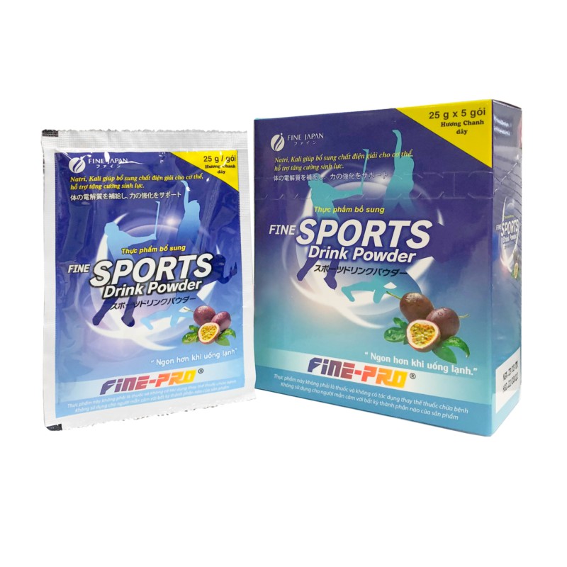 Sports Drink Powder - nước uống bù điện giải của Nhật Bản  vị chanh dây (Hộp 5 gói)