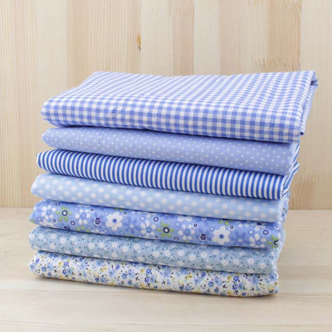 Vải cotton Màu Xanh Dương Dùng May Vá Quần Áo