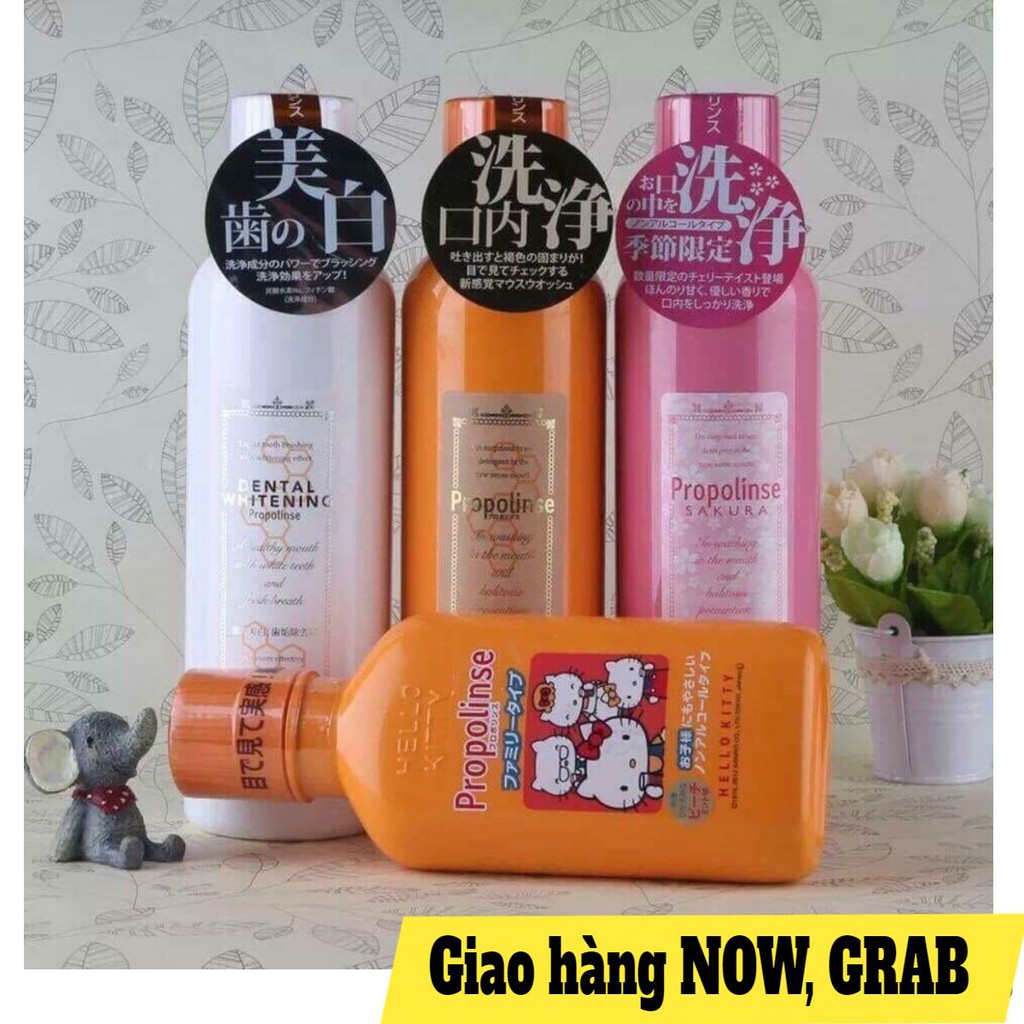 Nước súc miệng PROPOLINSE - Có nhiều màu: xanh lá, hồng, trắng, cam, Hello Kitty cho bé