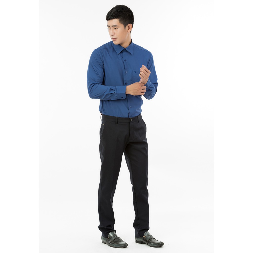 Áo Sơ Mi Dài Tay Màu Modal Regular Fit 369 Vĩnh Tiến - LM5-G809 - Xanh navy