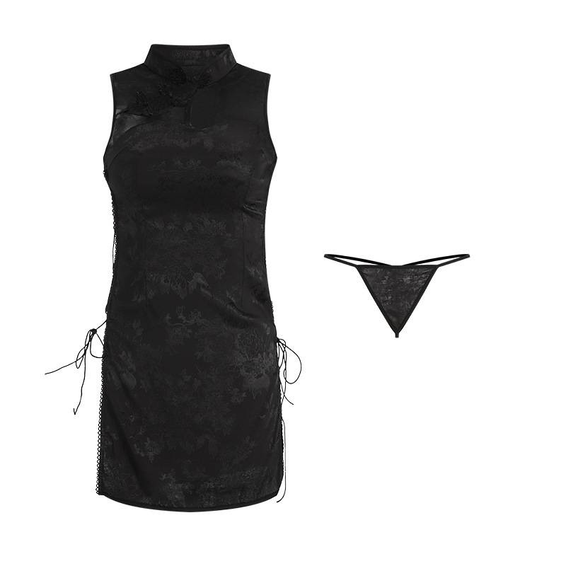 Bộ Đồ Ngủ Kiểu Sườn Xám Phối Ren Thêu Họa Tiết Rỗng 2022 Thời Trang Quyến Rũ Cho Nữ