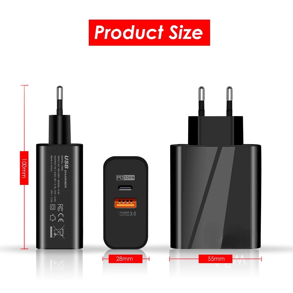GaN Fast Charger / 2 Ports US/EU Type c USB Fast For iPhone Android