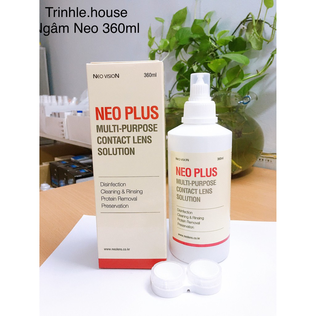 Nước ngâm lens Neo Plus 360ml, dung dịch ngâm rửa kính áp tròng Hàn Quốc Neo Plus date 5/2024 - tặng khay.