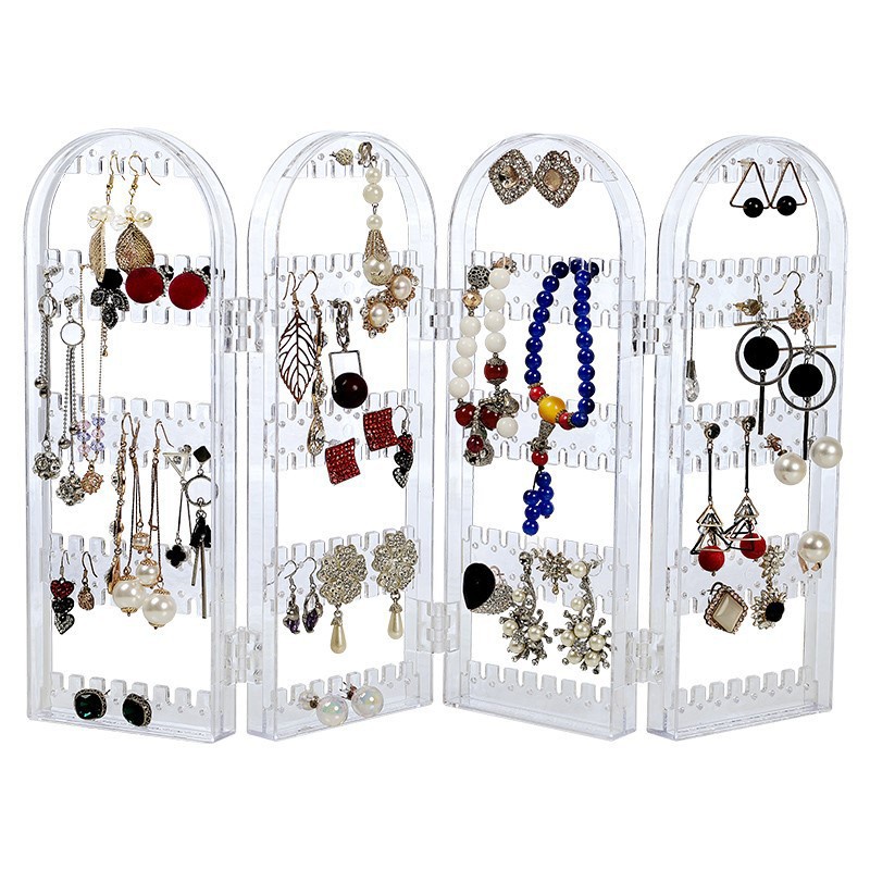 Giá trưng bày hoa tai/trang sức bằng acrylic có thể gập lại tiện dụng