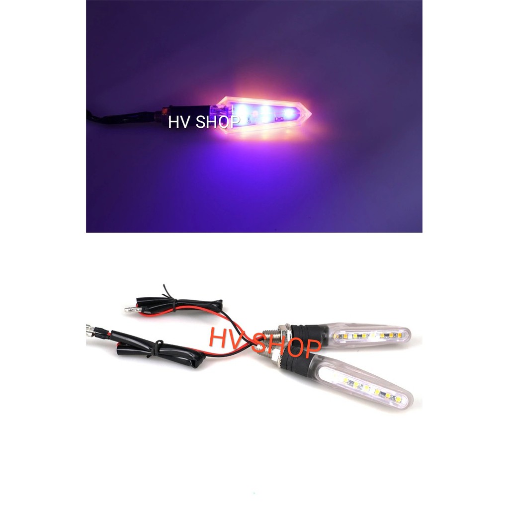 xinhan xe may Xi nhan led chớp tự động 2 màu nhỏ gọn HV8 ( sáng vàng - xanh ) ( 1 cặp )