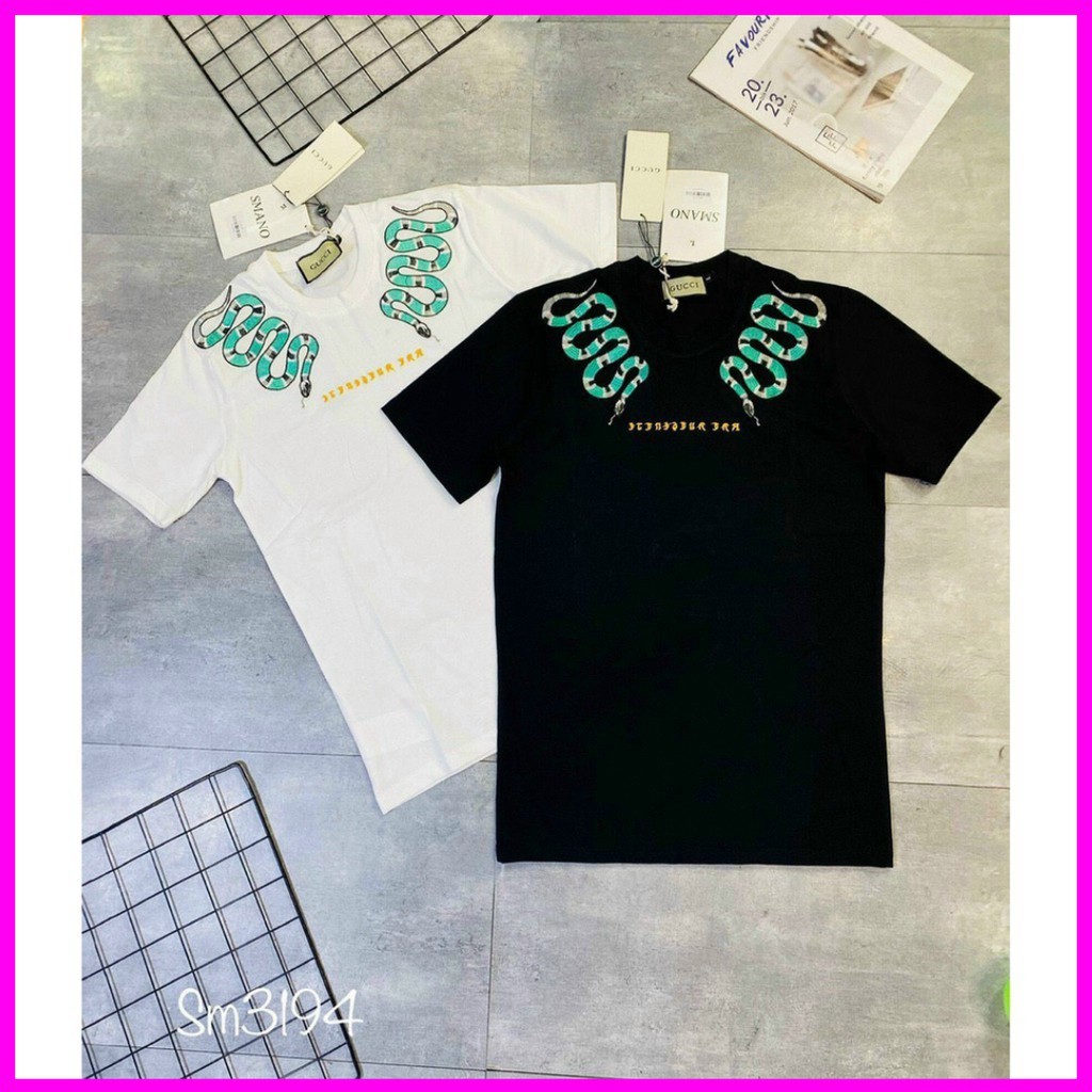 Áo Thun Nam In Hình Rắn Xanh Áo Phông Nam Ngắn Tay Cổ Tròn Chất Vải Cotton AC41