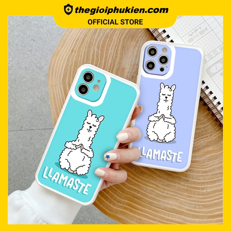 Ốp iphone - Ốp lưng iphone cạnh vuông viền camera Lạc đà ngồi thiền dành cho ip 6 đến 14promax - ng184