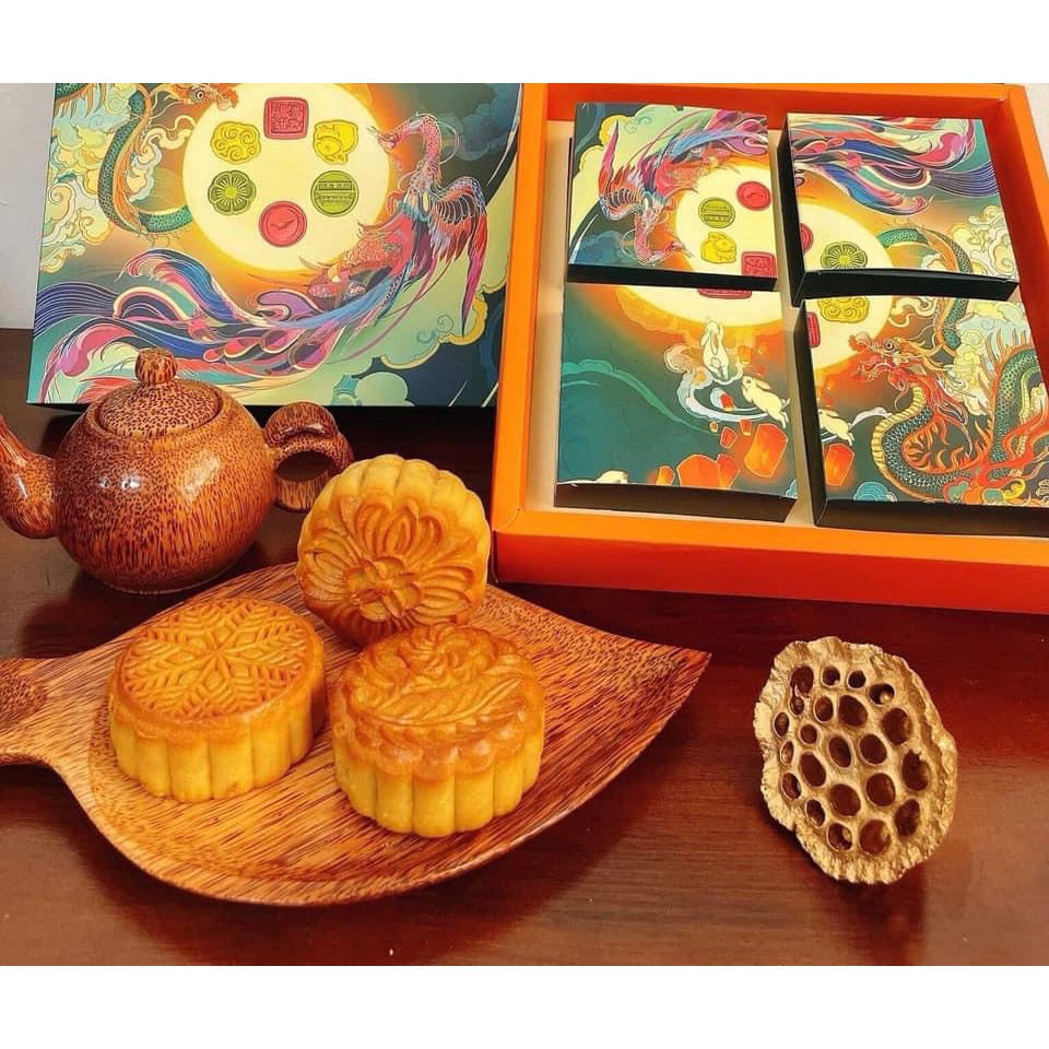 Bánh Trung Thu Cổ Truyền Minh Ý 150gr, Dẻo Nướng,Nhân Thập Cẩm, Đậu Xanh, Hạt Sen, Khoai Môn, Cốm