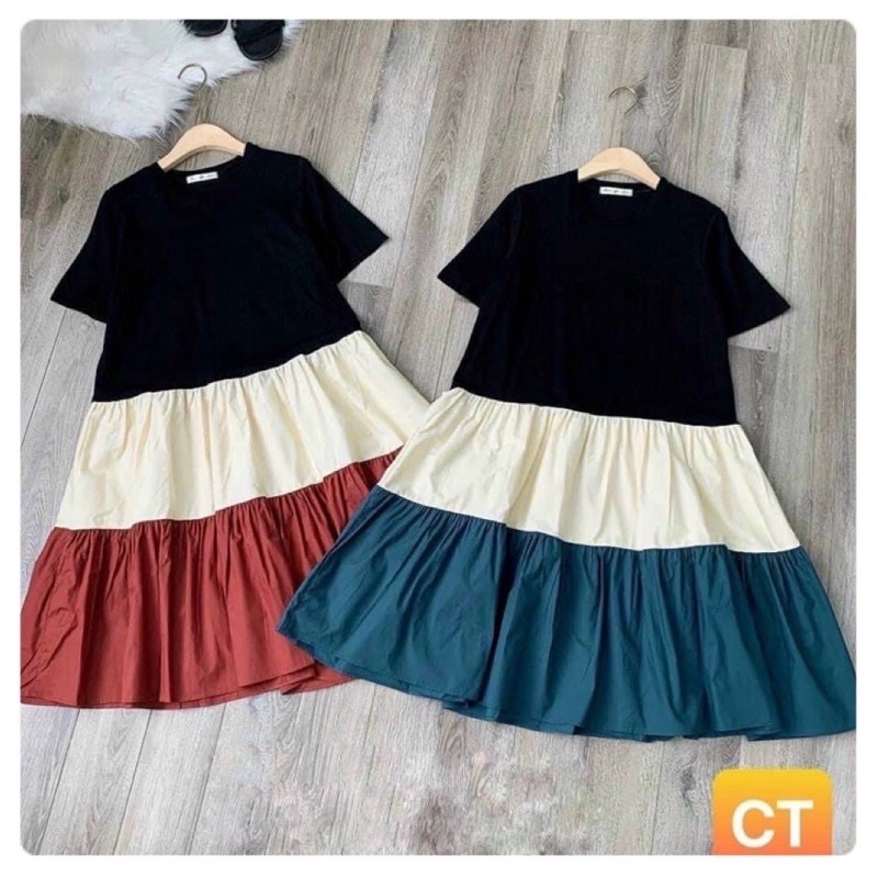 Đầm bầu, váy bầu hè xếp tầng trẻ trung hot hit, hàng chuẩn đẹp form suông thoải mái - V11